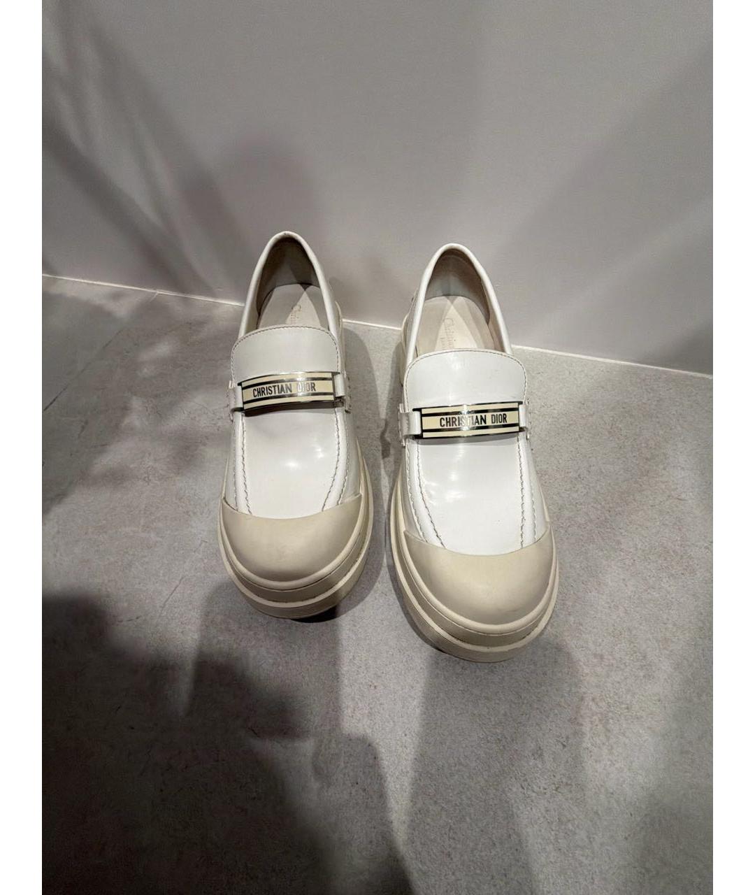 CHRISTIAN DIOR Бежевые кожаные лоферы, фото 6