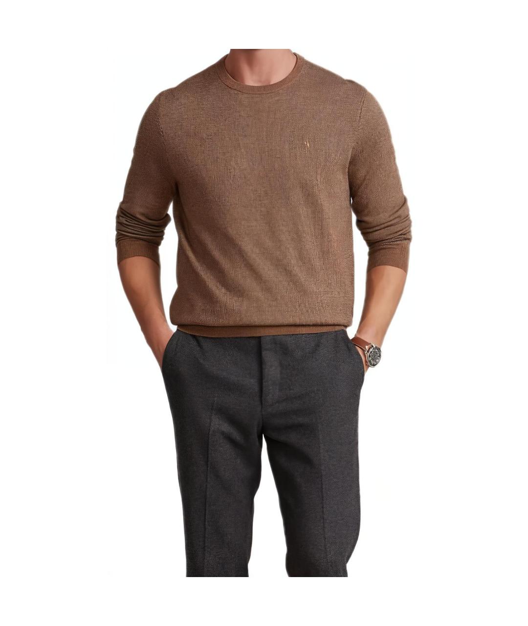 POLO RALPH LAUREN Коричневый шерстяной джемпер / свитер, фото 2