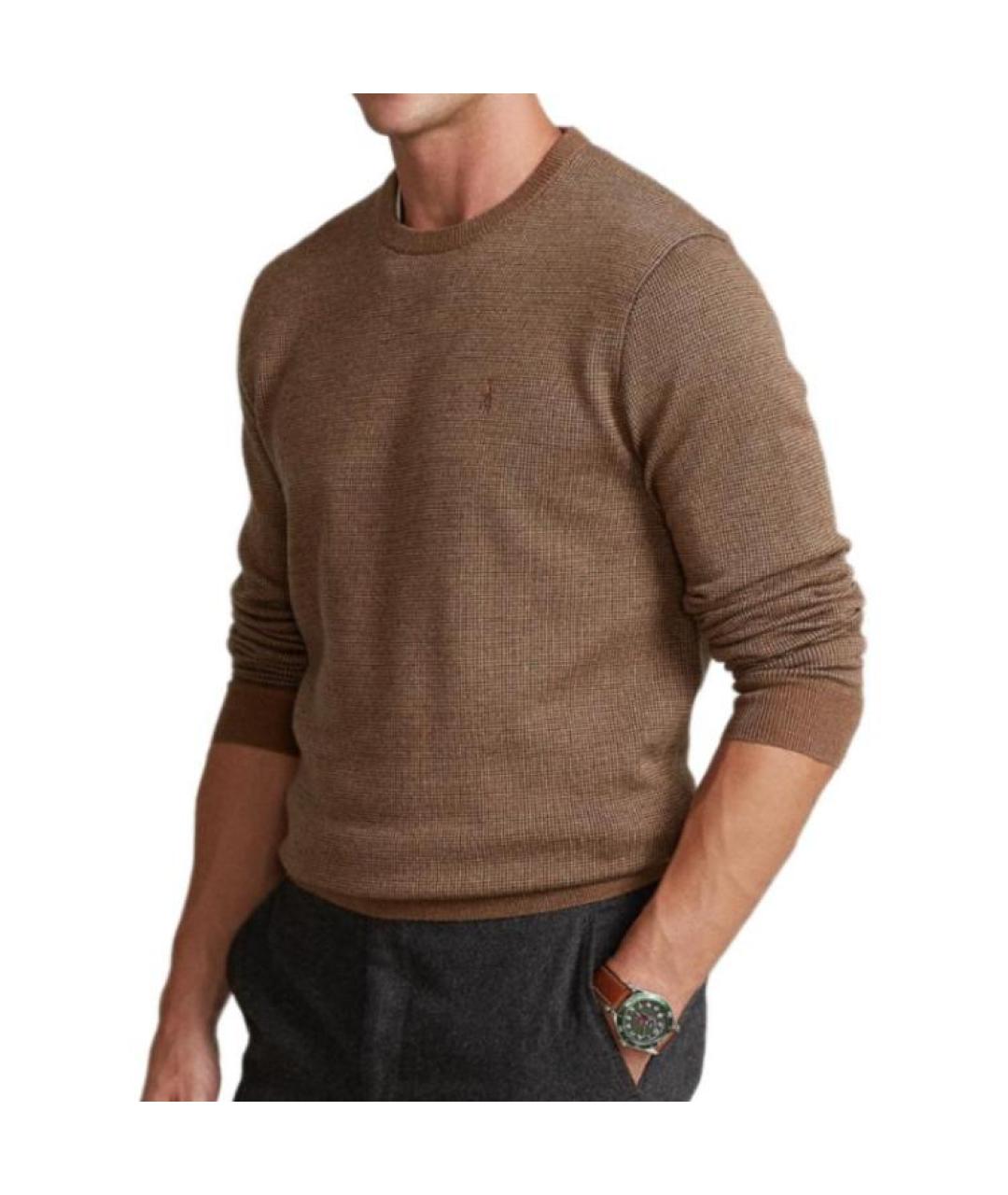 POLO RALPH LAUREN Коричневый шерстяной джемпер / свитер, фото 3