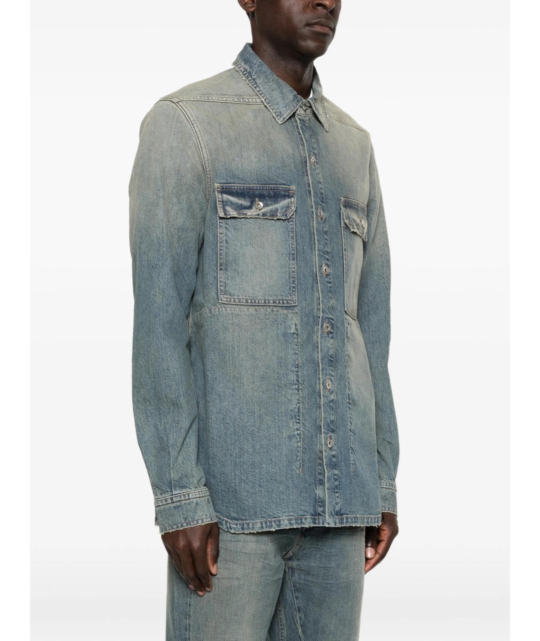 RICK OWENS DRKSHDW Синяя хлопковая кэжуал рубашка, фото 3
