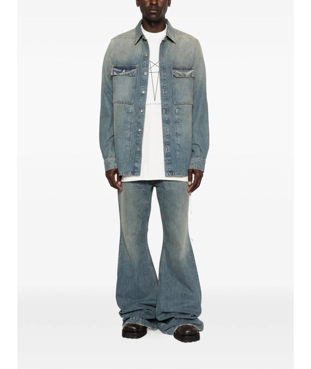 RICK OWENS DRKSHDW Синяя хлопковая кэжуал рубашка, фото 2