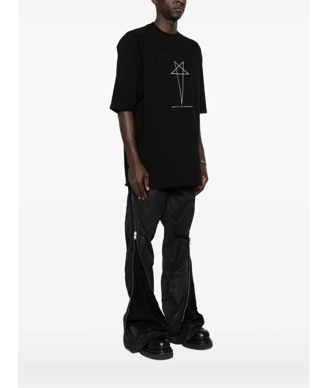 RICK OWENS DRKSHDW Черная хлопковая футболка, фото 3