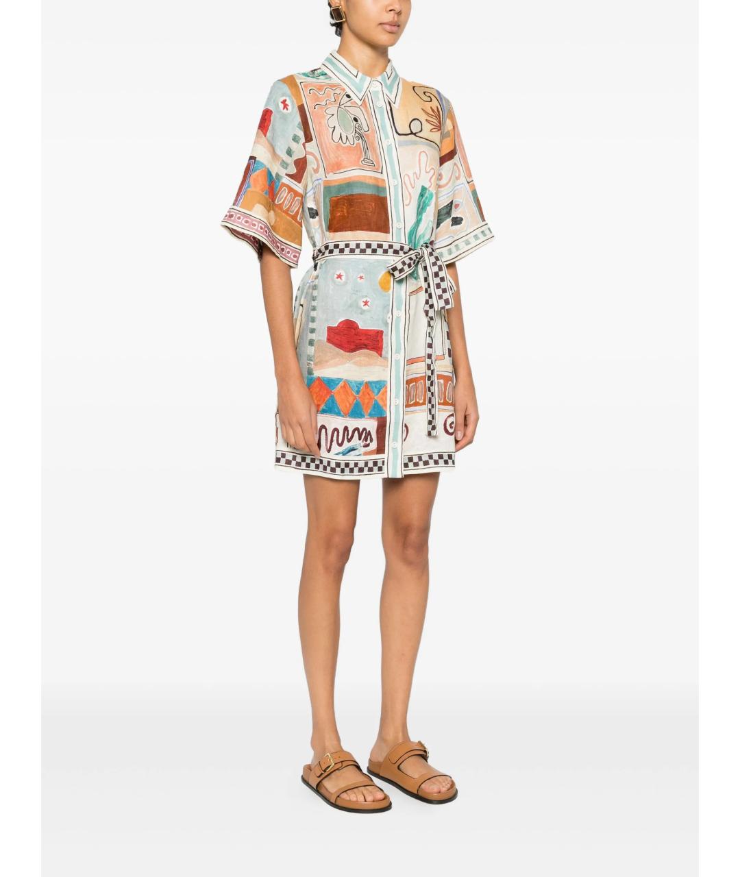 Alemais Мульти льняное платье, фото 3