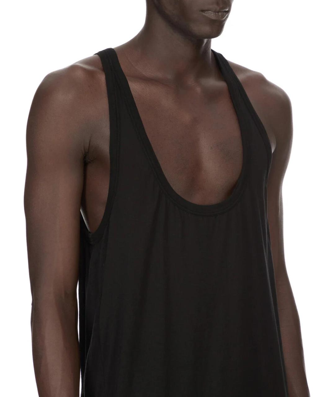 RICK OWENS Черная хлопковая майка, фото 5