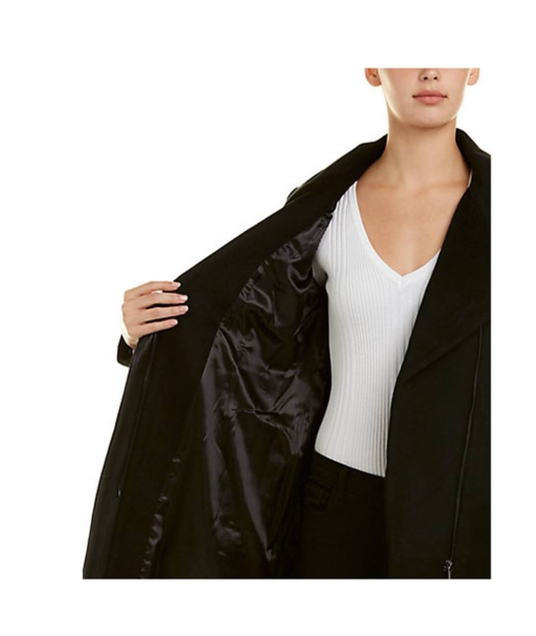 BADGLEY MISCHKA Черное шерстяное пальто, фото 4