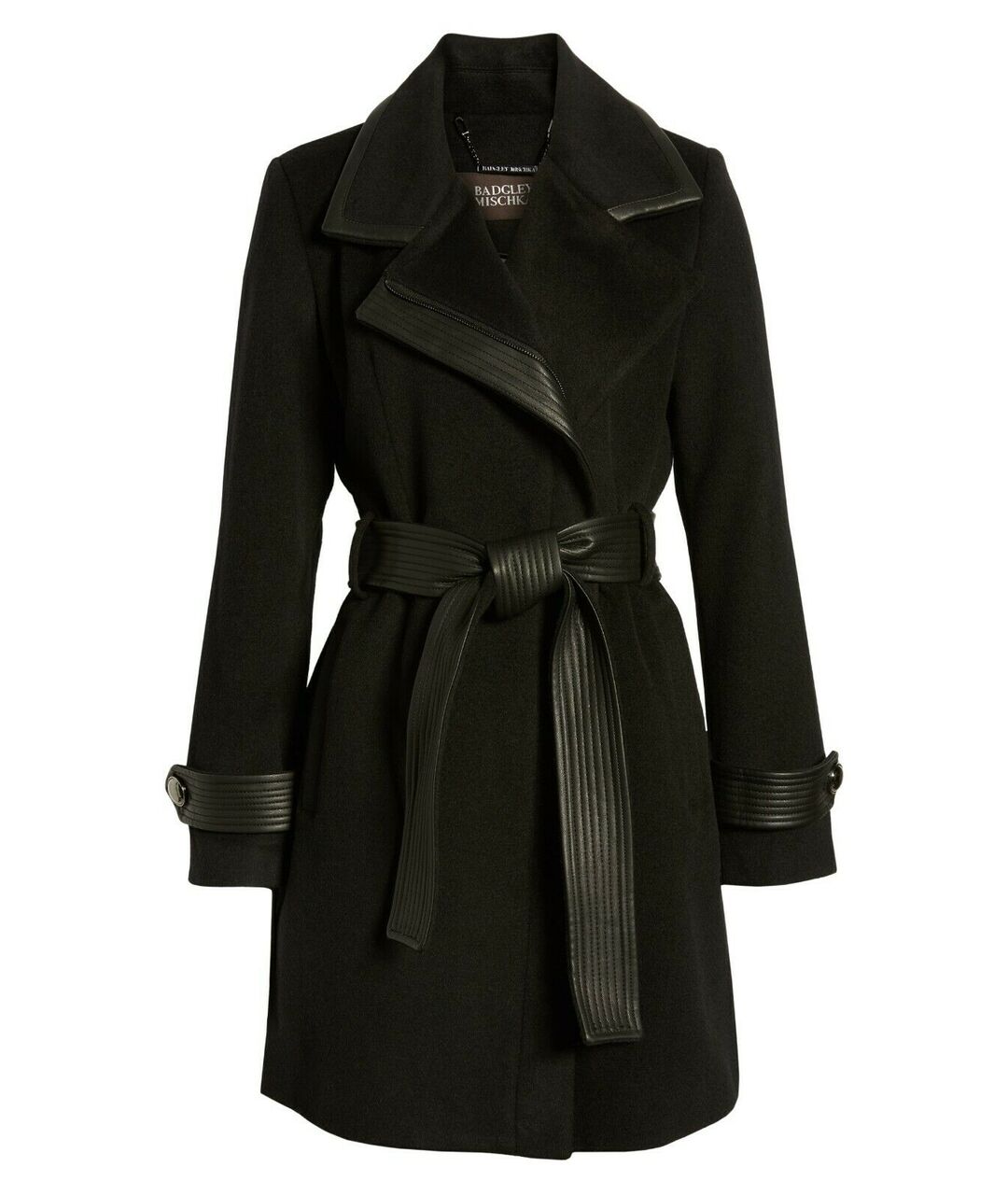BADGLEY MISCHKA Черное шерстяное пальто, фото 5