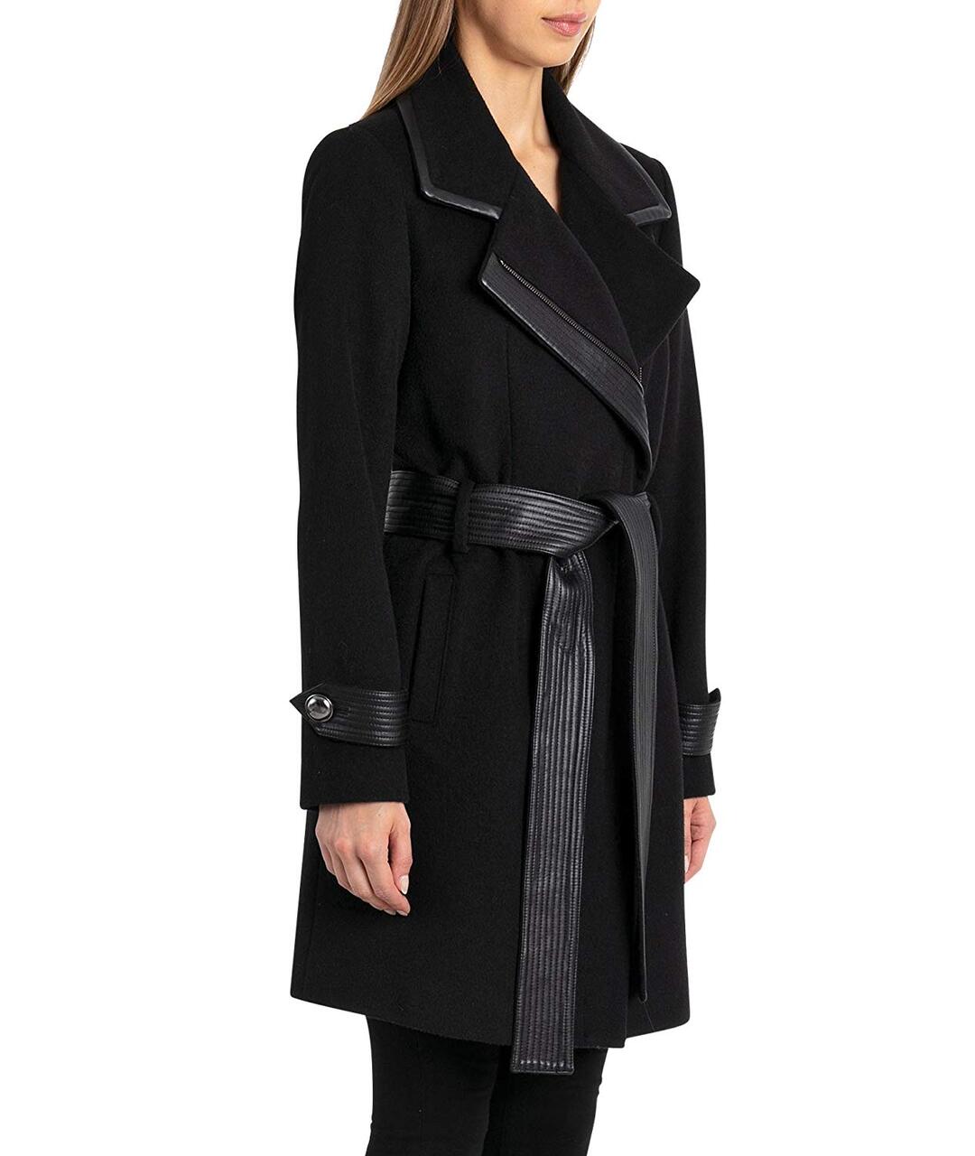 BADGLEY MISCHKA Черное шерстяное пальто, фото 2