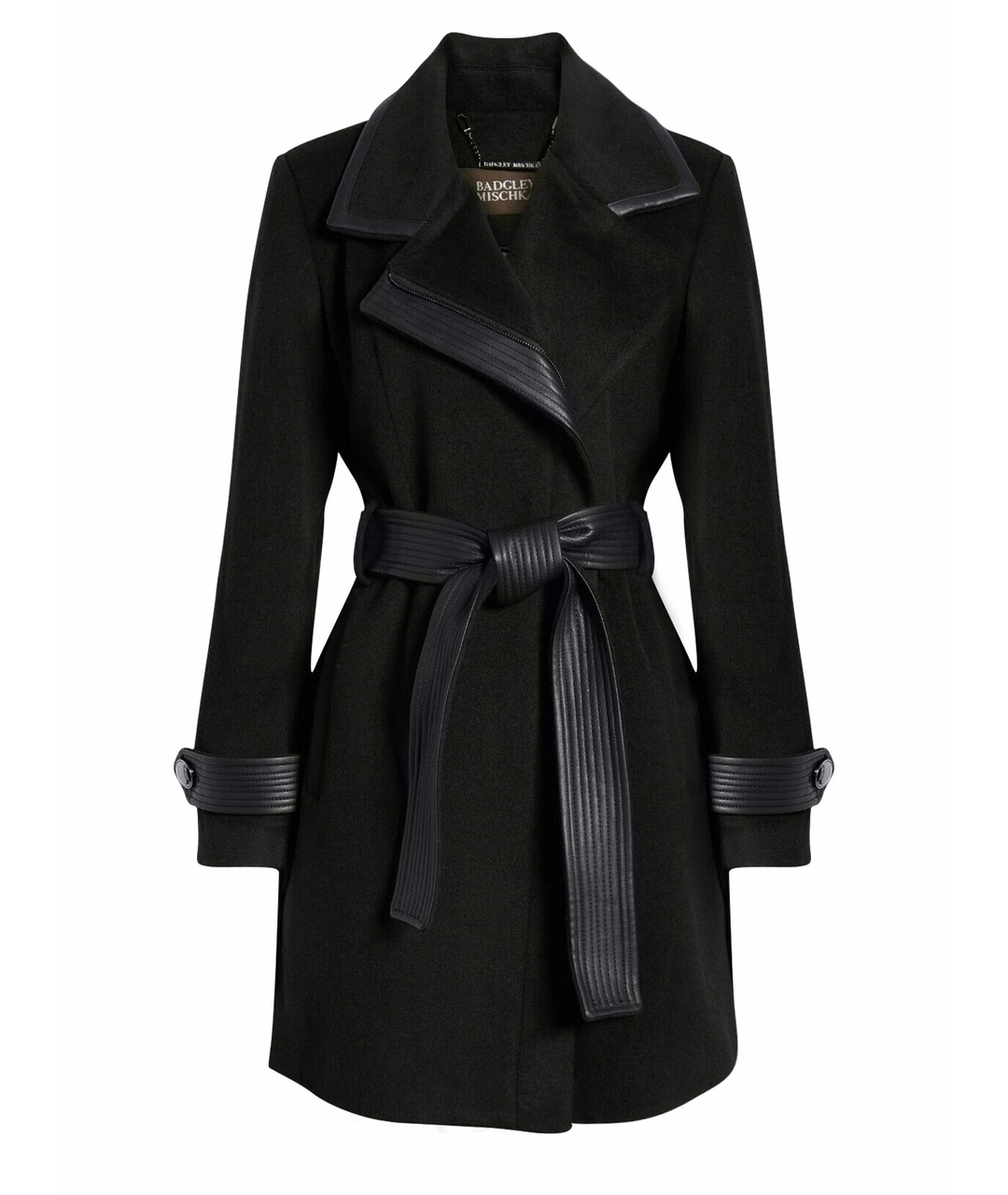 BADGLEY MISCHKA Черное шерстяное пальто, фото 1