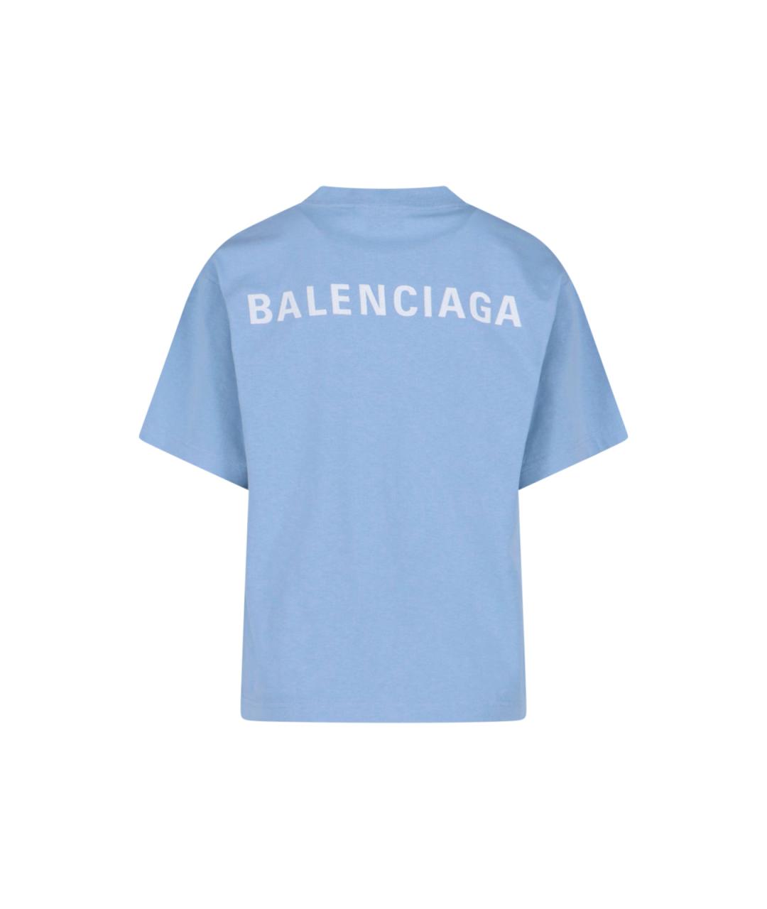 BALENCIAGA Голубая хлопковая футболка, фото 2