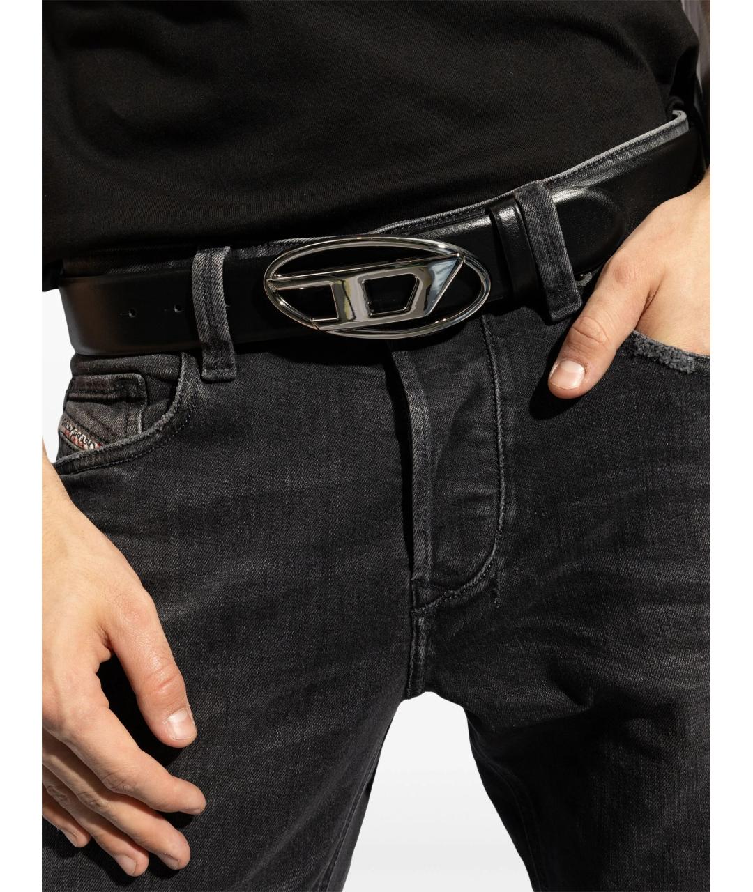 DIESEL Черный кожаный ремень, фото 4