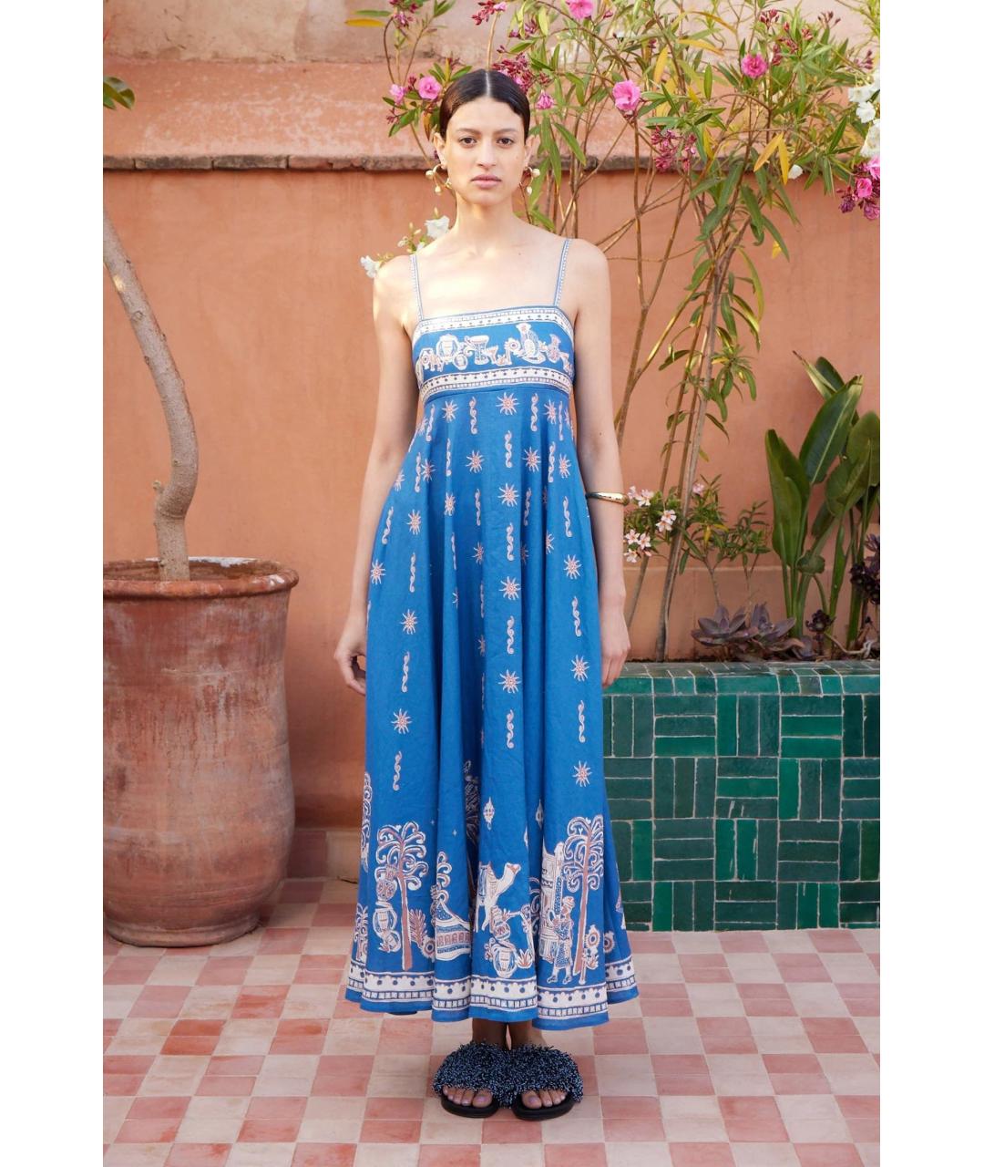 Alemais Синее льняное повседневное платье, фото 2