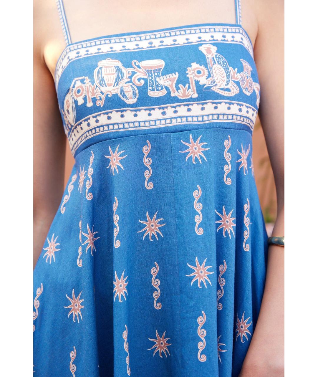 Alemais Синее льняное повседневное платье, фото 5