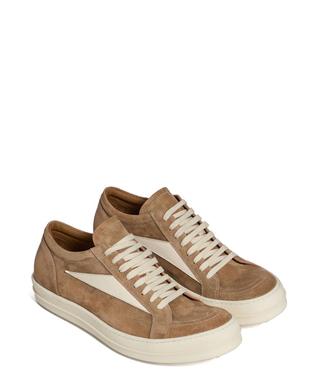 RICK OWENS Коричневые замшевые низкие кроссовки / кеды, фото 6