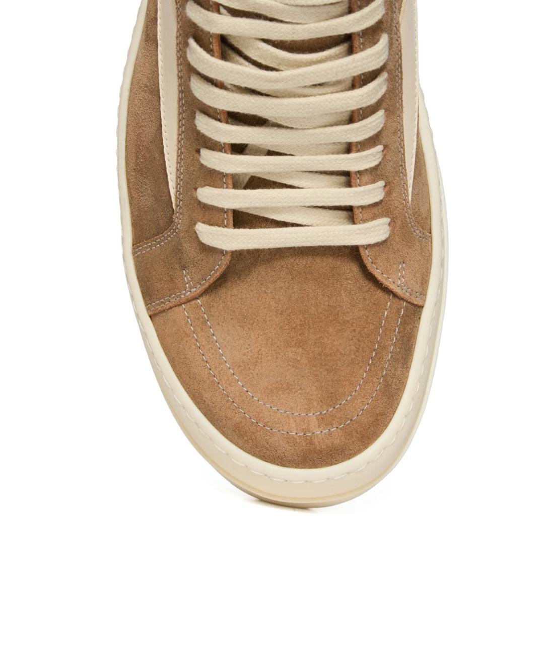 RICK OWENS Коричневые замшевые низкие кроссовки / кеды, фото 5