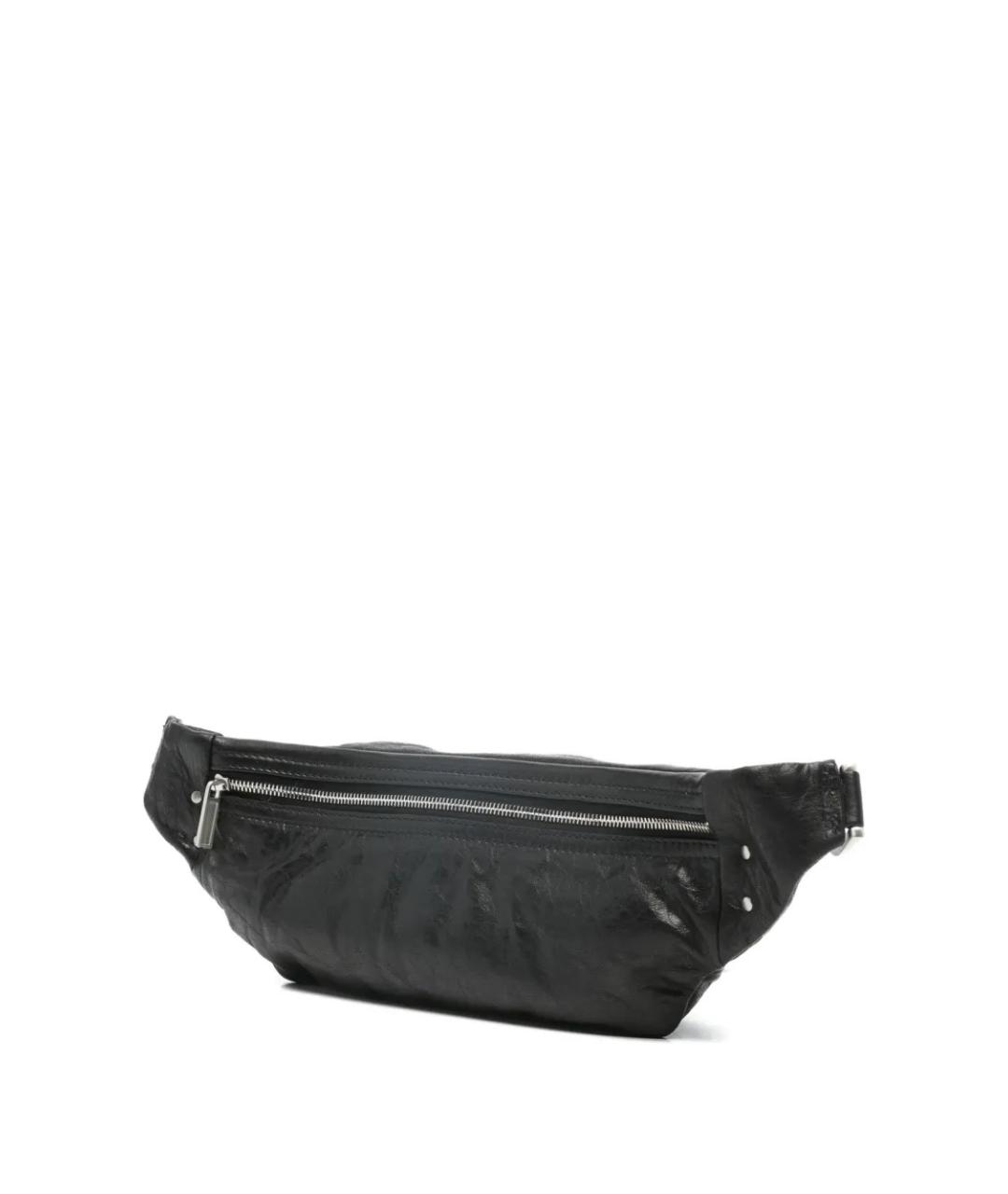 RICK OWENS Черная кожаная поясная сумка, фото 1