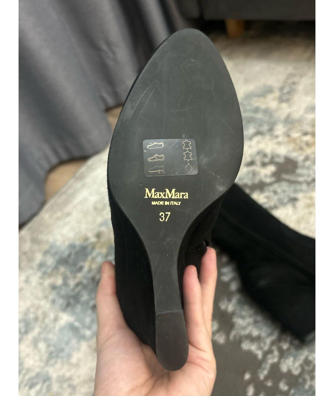 MAX MARA Черные замшевые сапоги, фото 7
