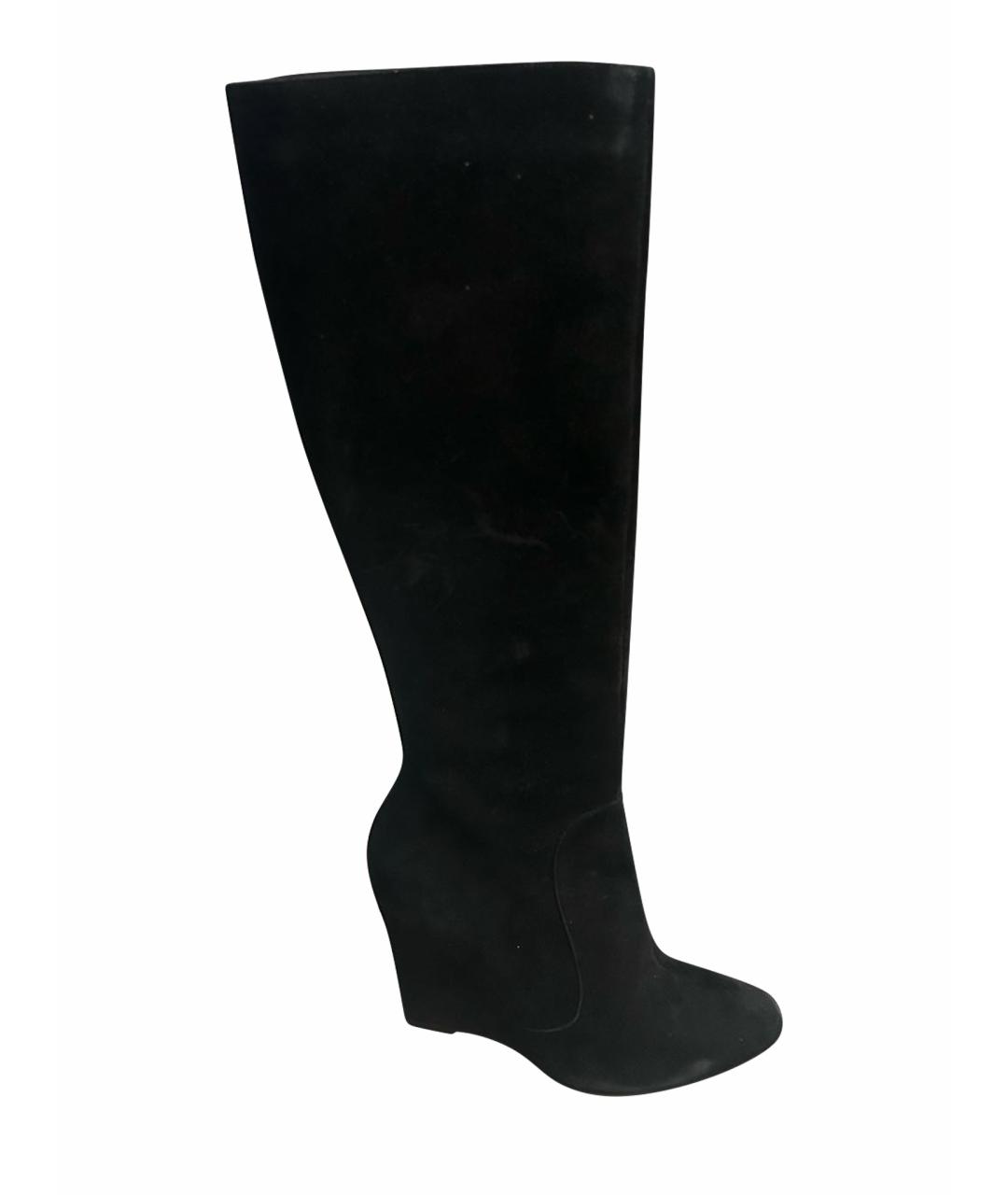 MAX MARA Черные замшевые сапоги, фото 1