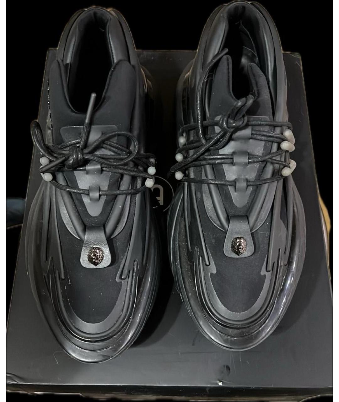 BALMAIN Черные текстильные низкие кроссовки / кеды, фото 3