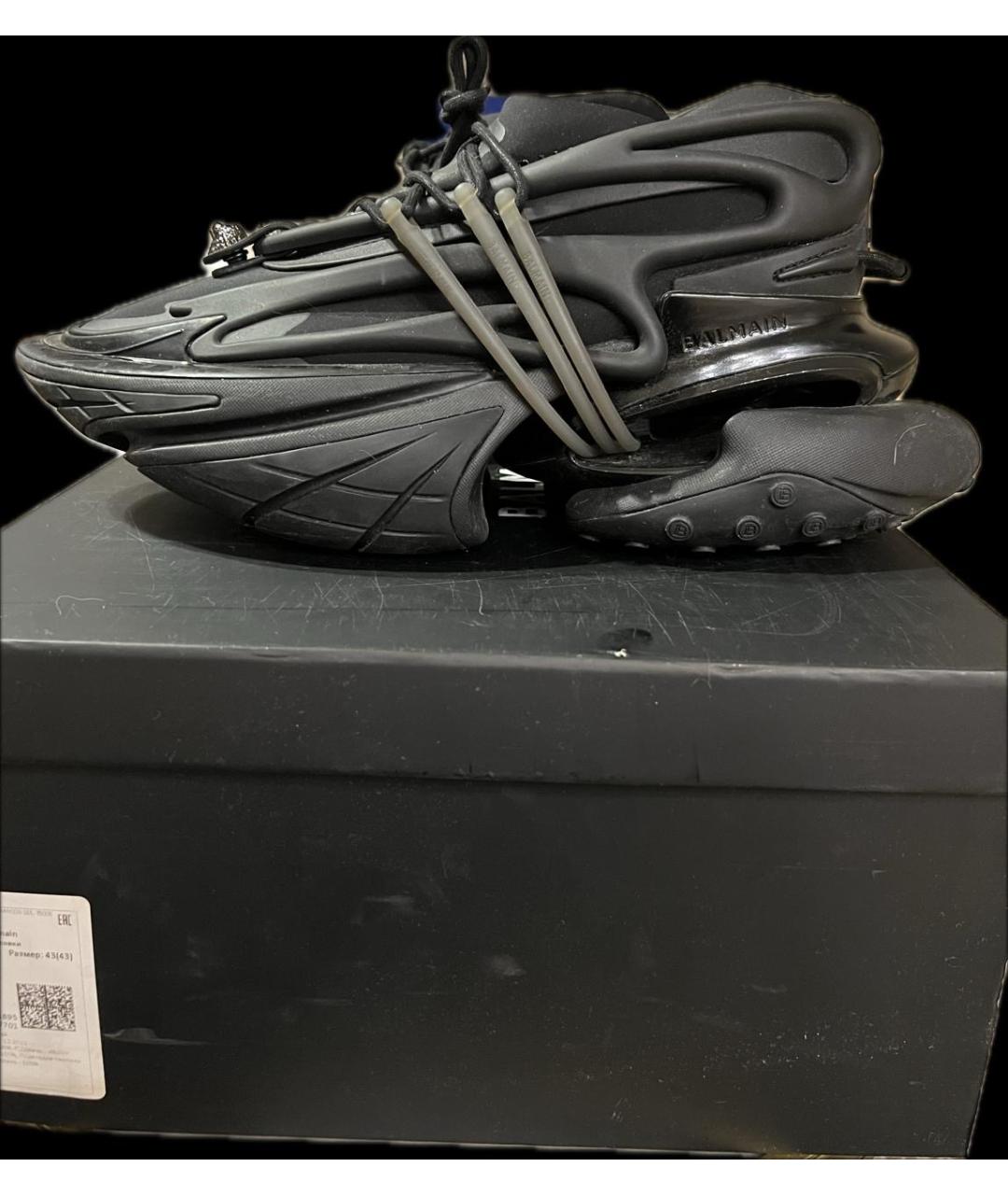 BALMAIN Черные текстильные низкие кроссовки / кеды, фото 4