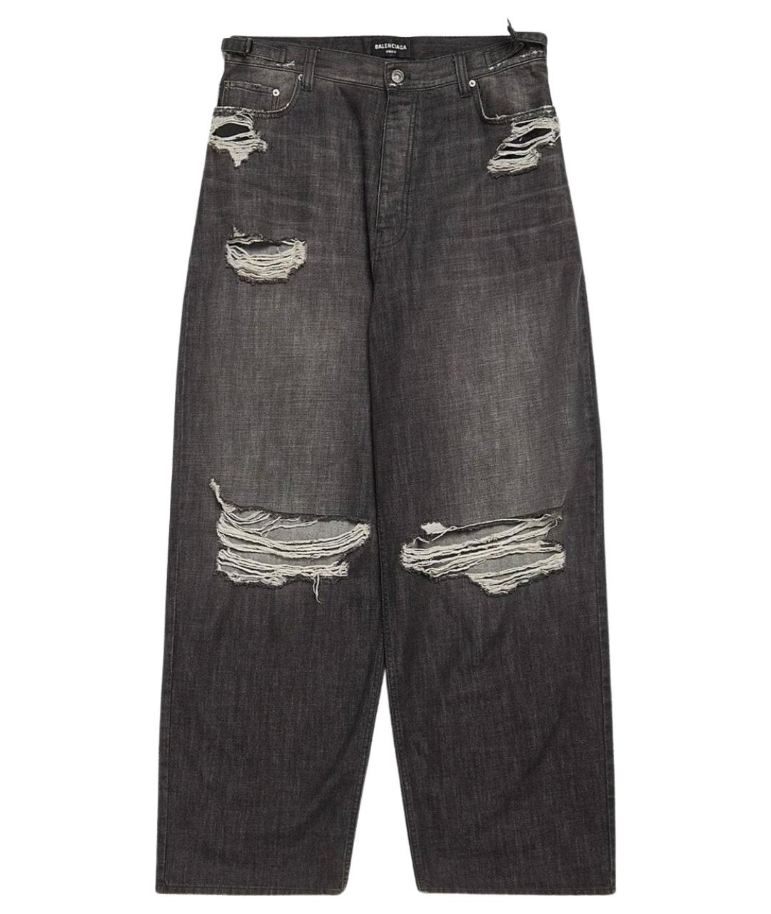 BALENCIAGA Серые хлопковые прямые джинсы, фото 1
