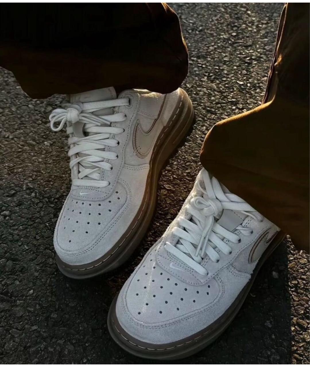 NIKE Бежевые замшевые низкие кроссовки / кеды, фото 7