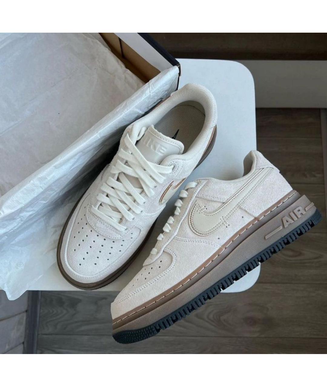 NIKE Бежевые замшевые низкие кроссовки / кеды, фото 4