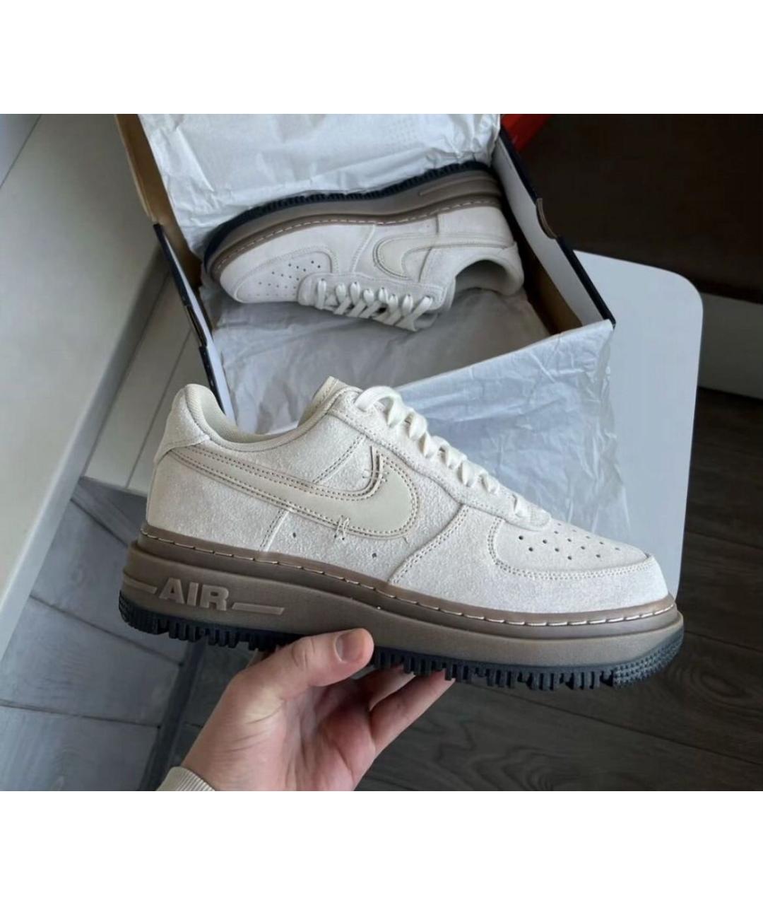 NIKE Бежевые замшевые низкие кроссовки / кеды, фото 3