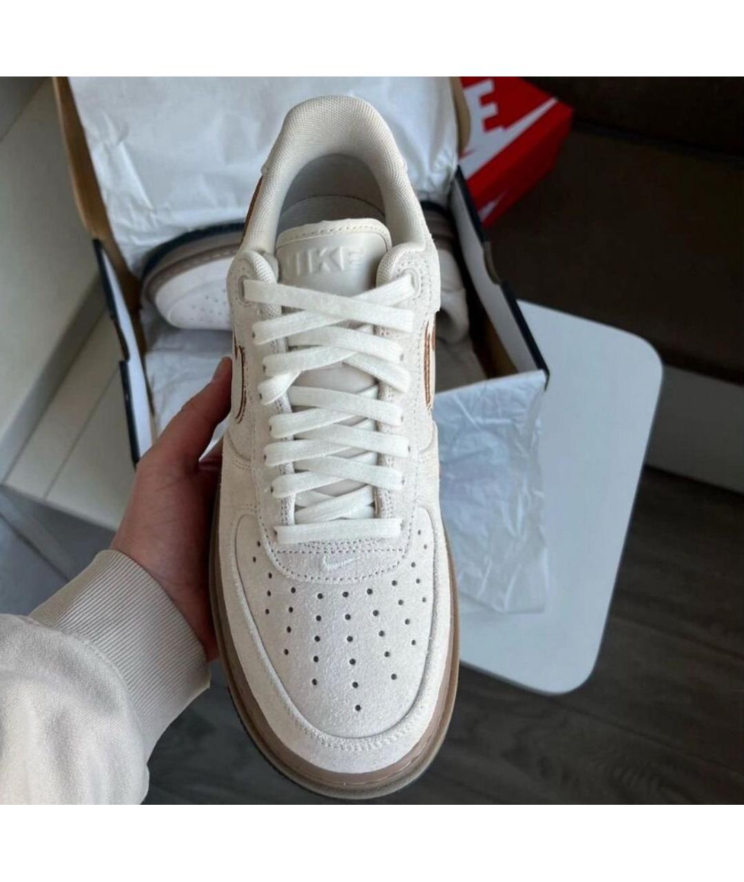 NIKE Бежевые замшевые низкие кроссовки / кеды, фото 5