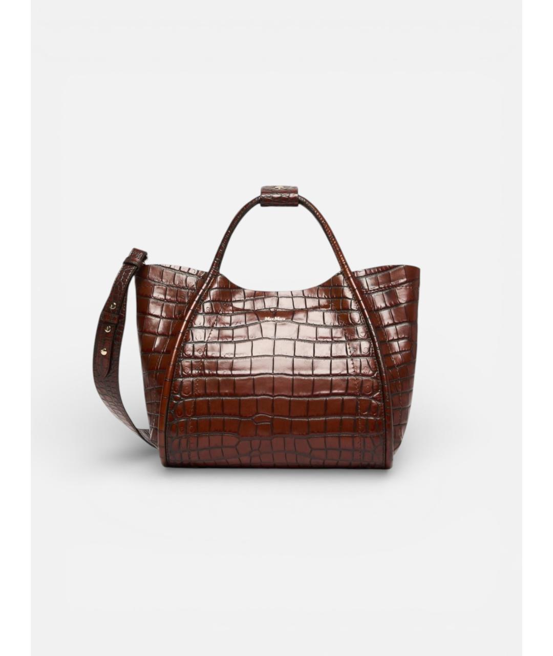 MAX MARA Коричневая кожаная сумка тоут, фото 6