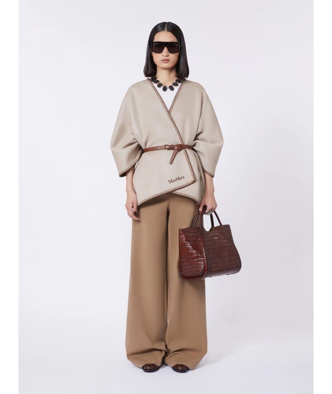 MAX MARA Коричневая кожаная сумка тоут, фото 2