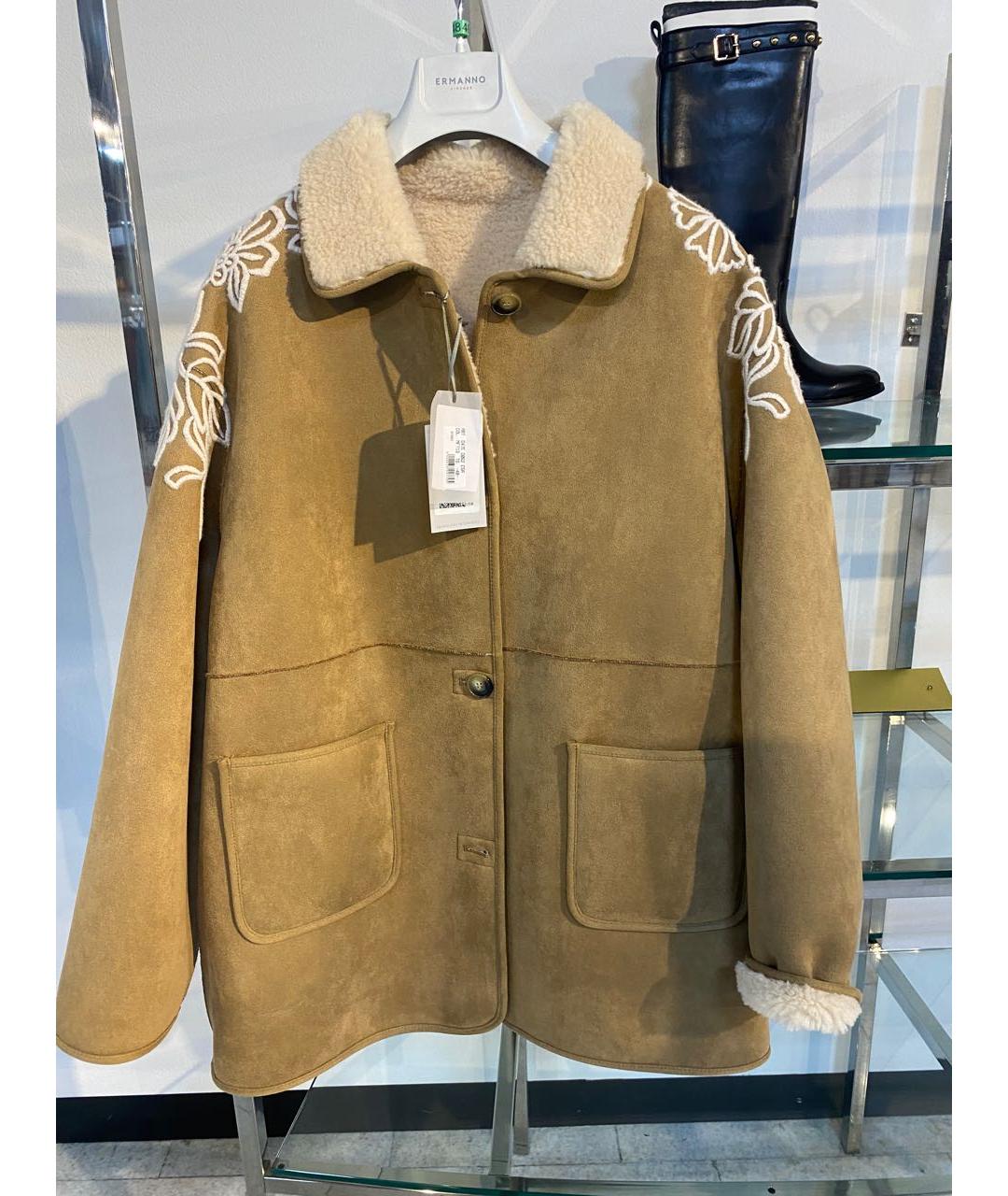 ERMANNO FIRENZE Золотая полиэстеровая дубленка, фото 6
