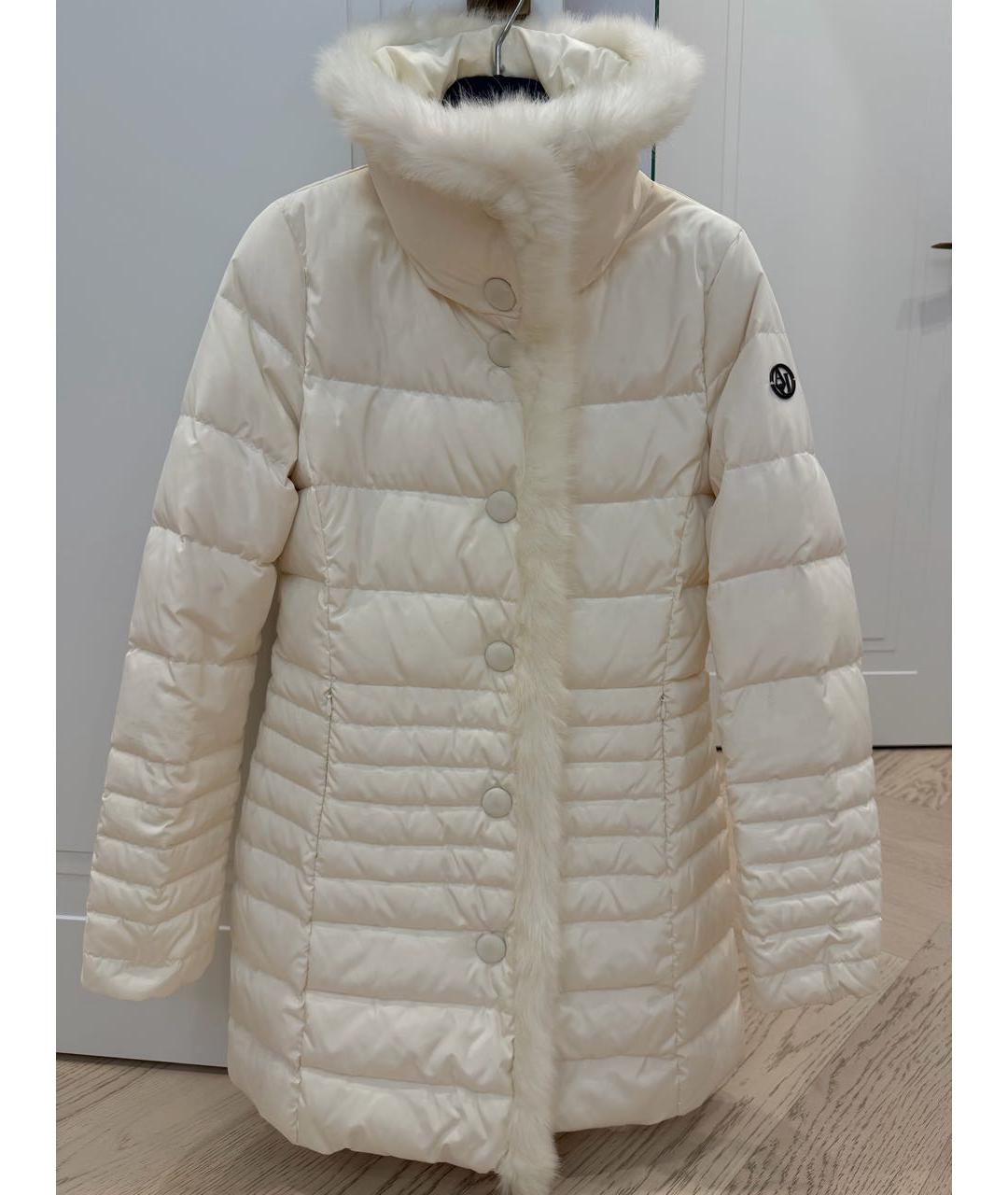 ARMANI JEANS Белый полиэстеровый пуховик, фото 7