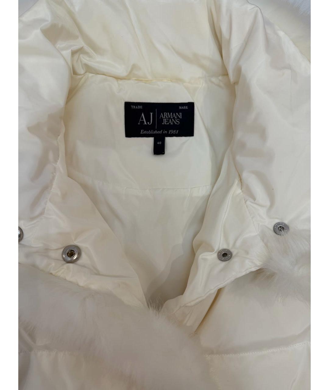 ARMANI JEANS Белый полиэстеровый пуховик, фото 4