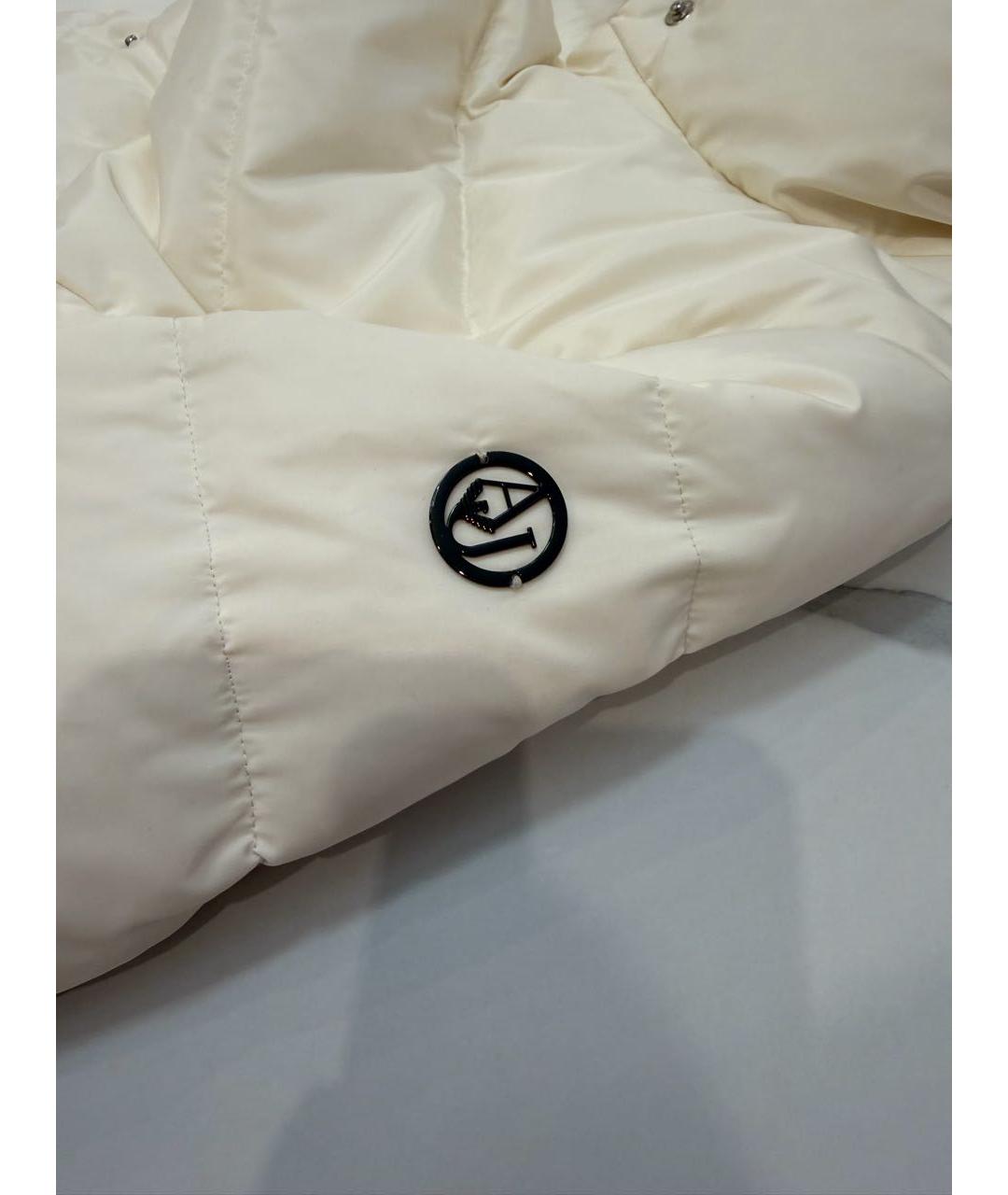 ARMANI JEANS Белый полиэстеровый пуховик, фото 6