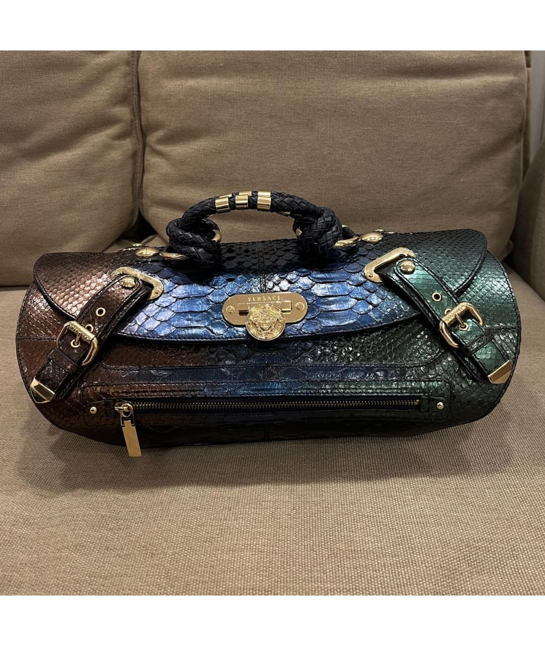 VERSACE Мульти сумка с короткими ручками из экзотической кожи, фото 9