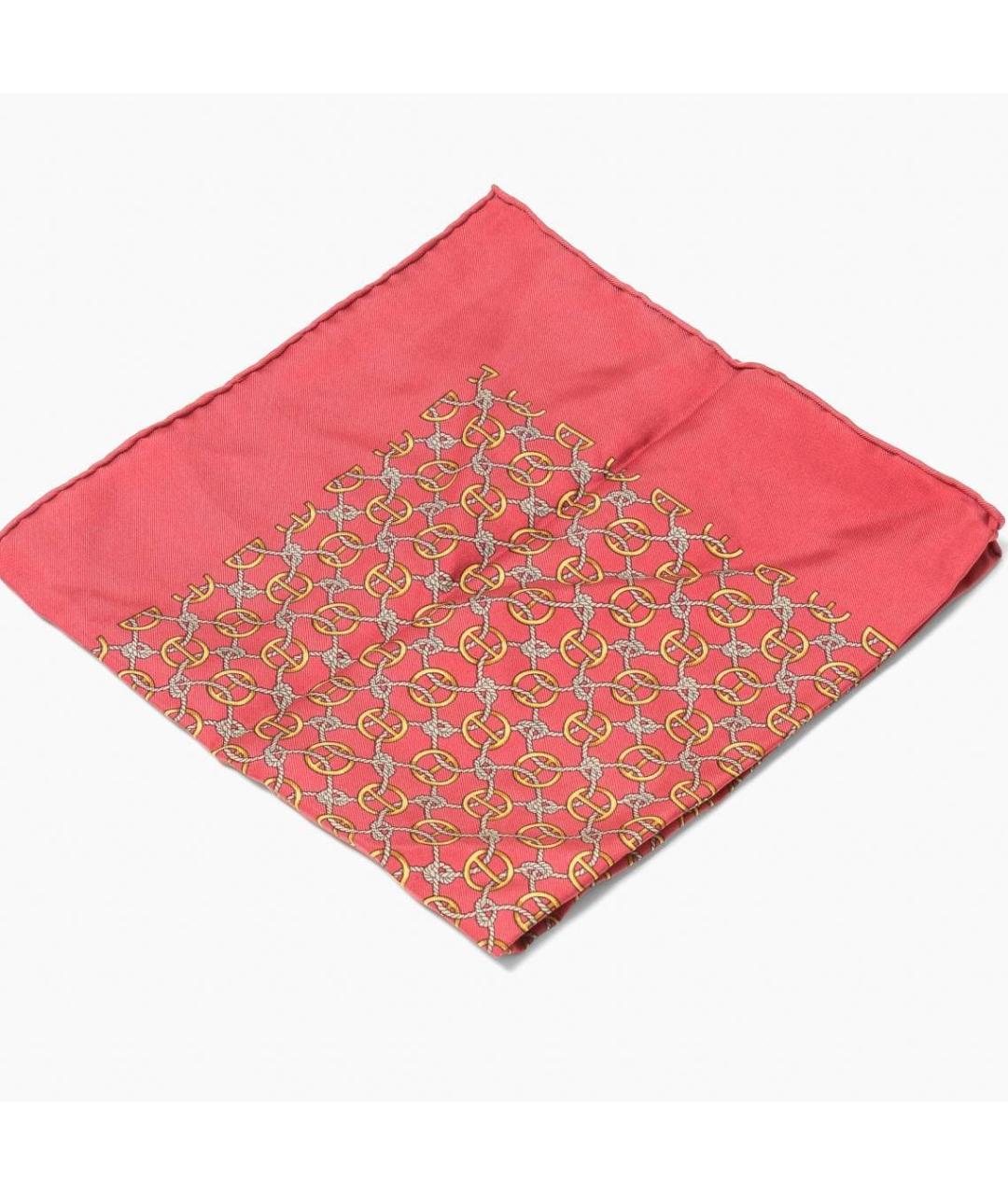 HERMES Красный шелковый платок, фото 5