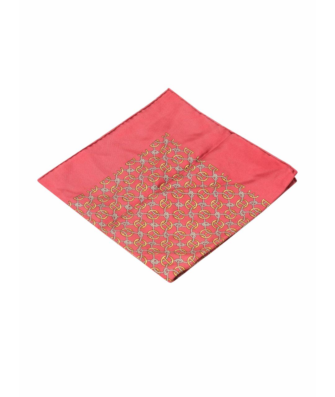HERMES Красный шелковый платок, фото 1