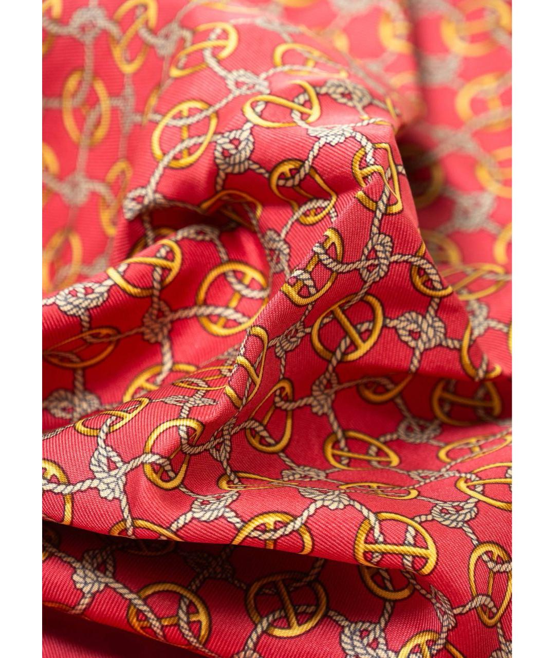 HERMES Красный шелковый платок, фото 2