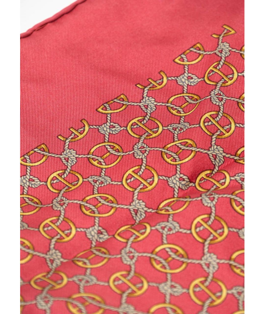 HERMES Красный шелковый платок, фото 3