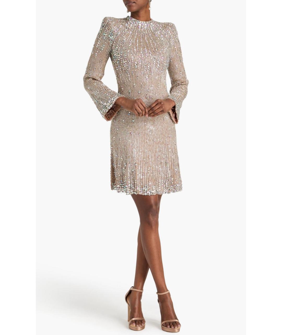 JENNY PACKHAM Бежевое вискозное коктейльное платье, фото 2