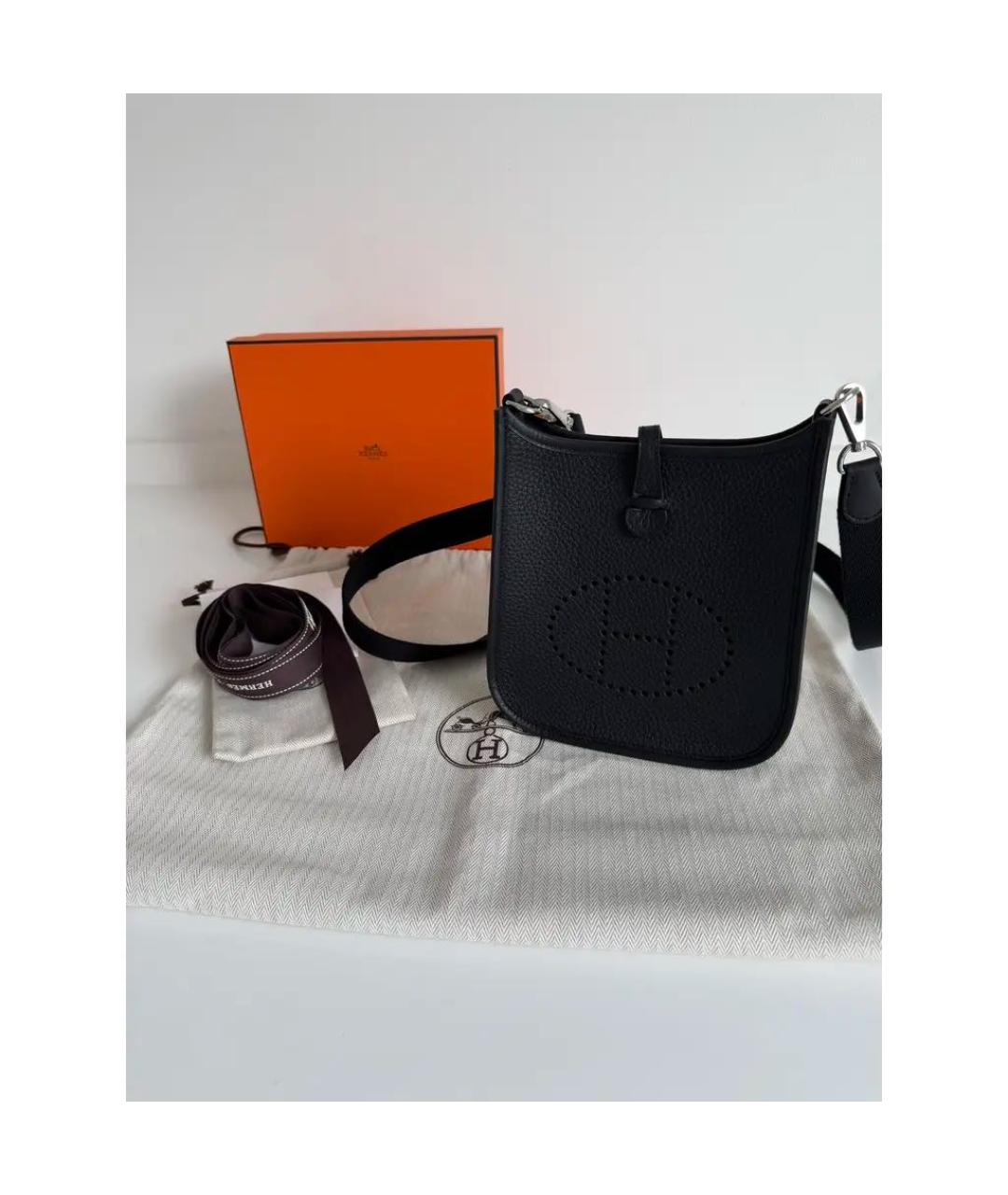 HERMES Черная кожаная сумка через плечо, фото 2