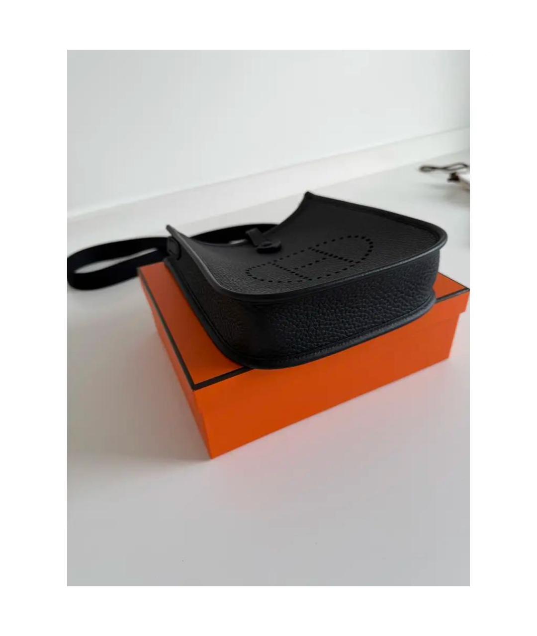 HERMES Черная кожаная сумка через плечо, фото 3