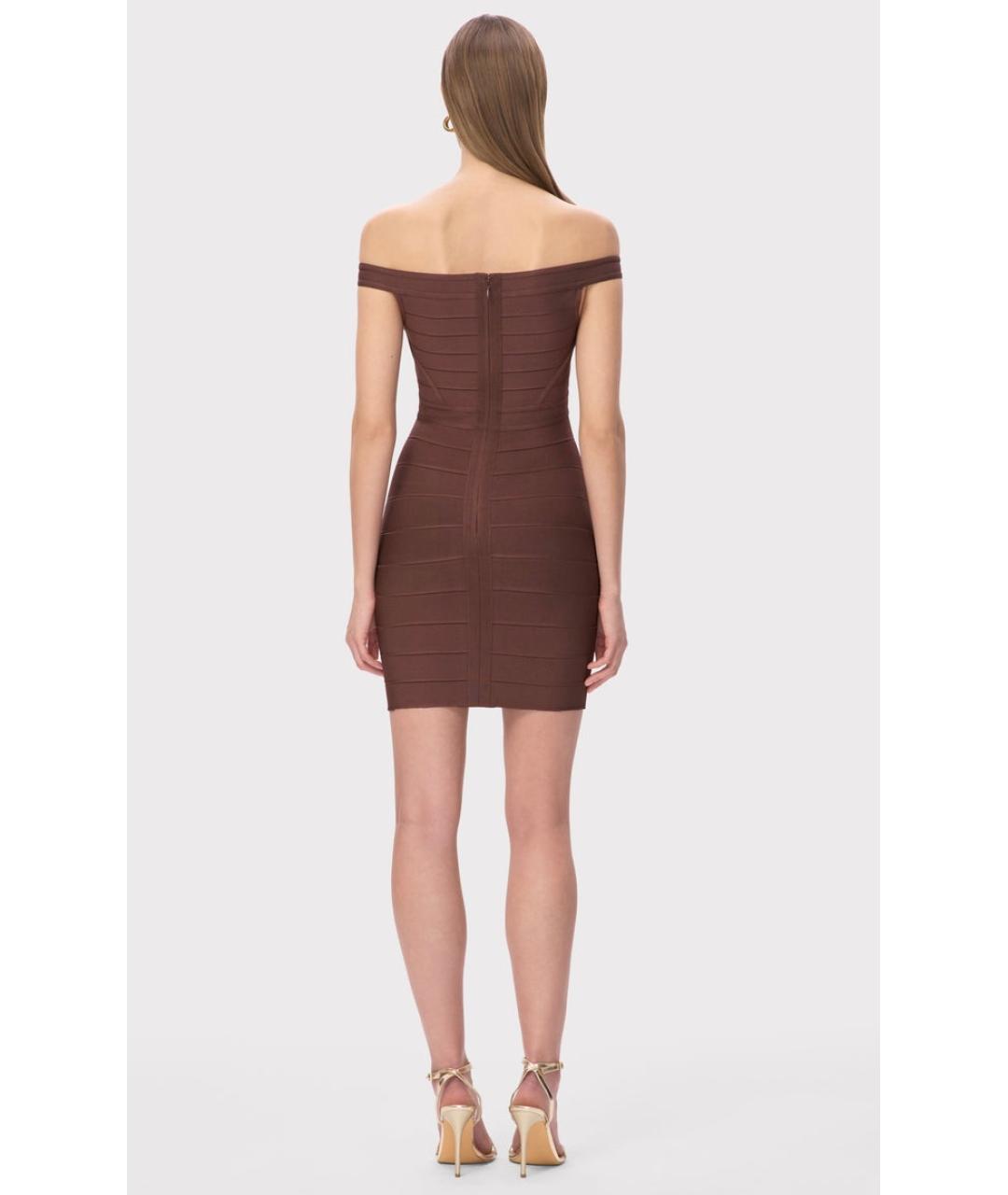 HERVE LEGER Коричневое коктейльное платье, фото 4