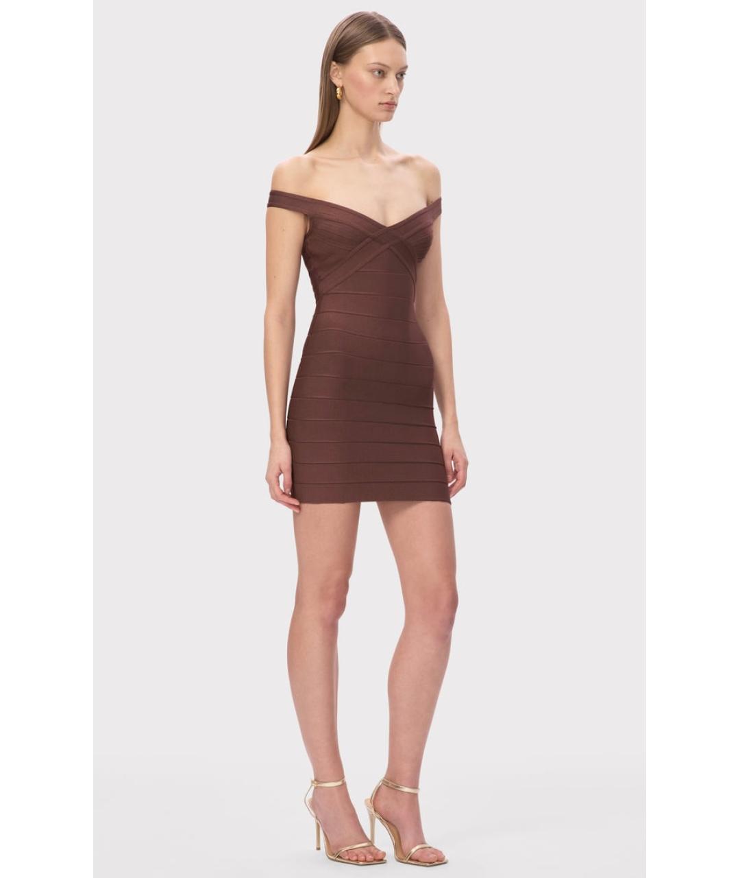 HERVE LEGER Коричневое коктейльное платье, фото 3