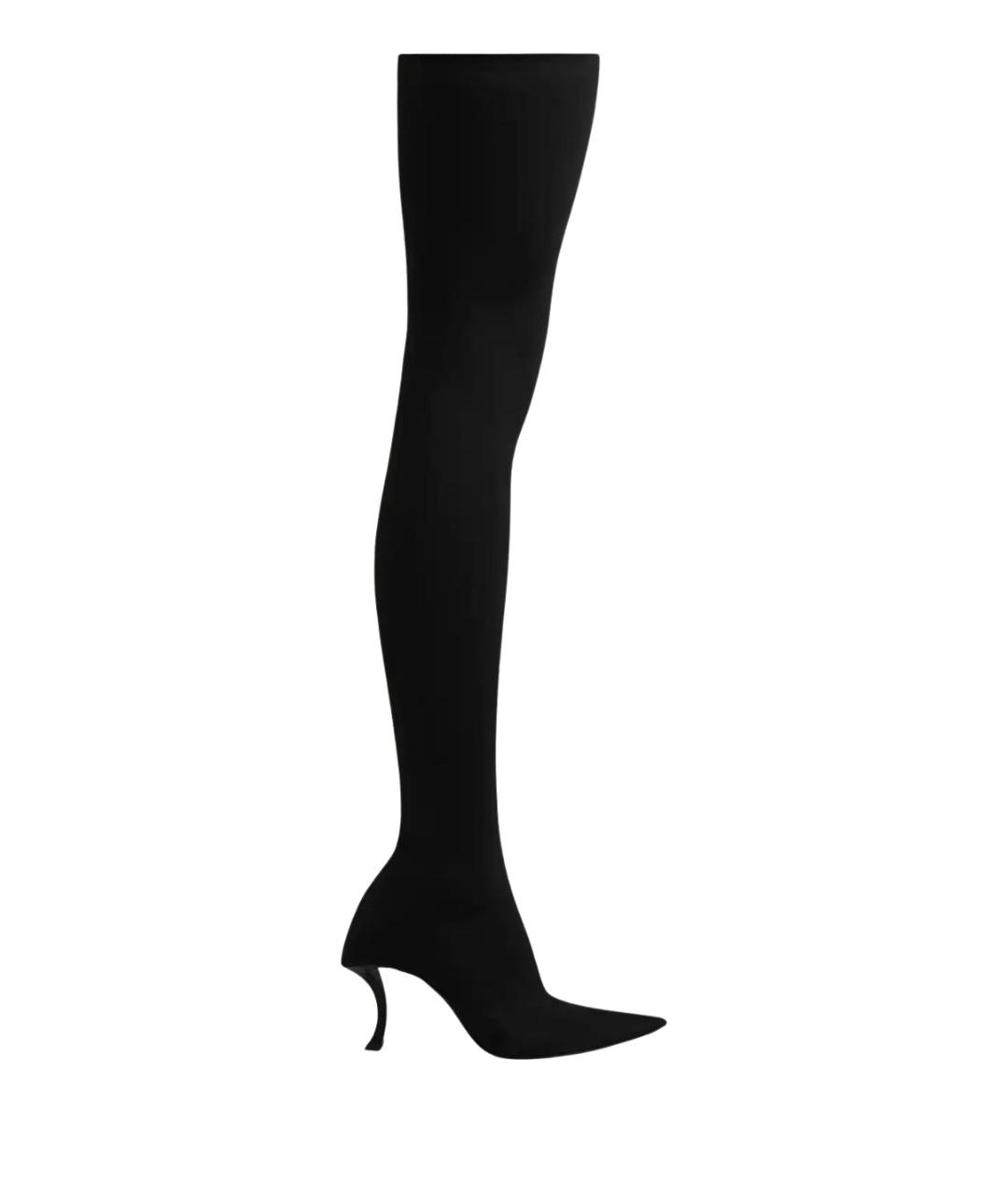 BALENCIAGA Черные текстильные ботфорты, фото 1