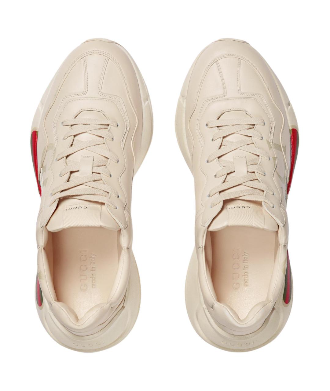 GUCCI Бежевые кожаные высокие кроссовки / кеды, фото 4