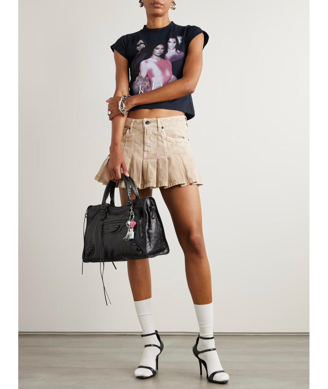 BALENCIAGA Бежевая хлопковая юбка мини, фото 2