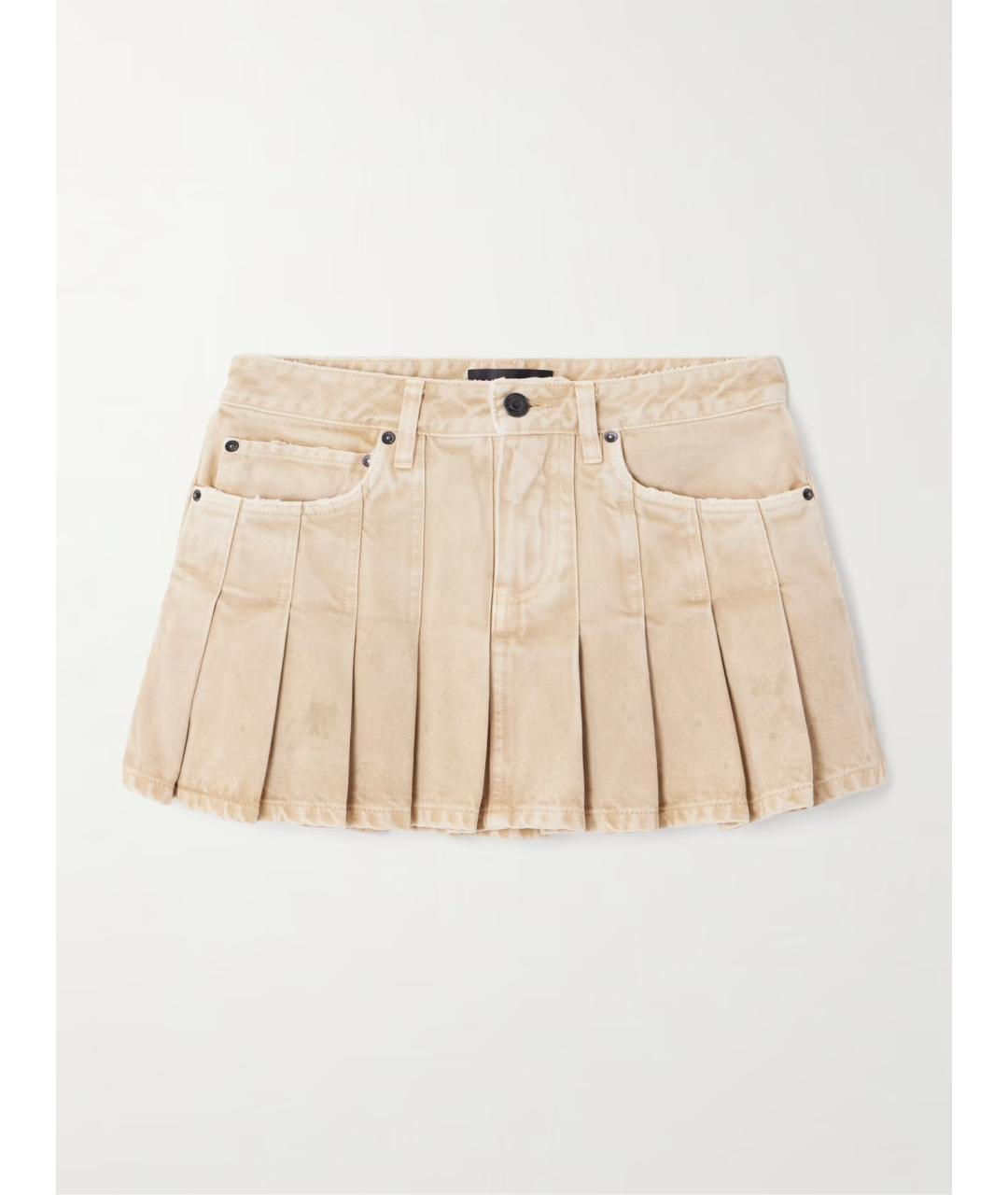 BALENCIAGA Бежевая хлопковая юбка мини, фото 4