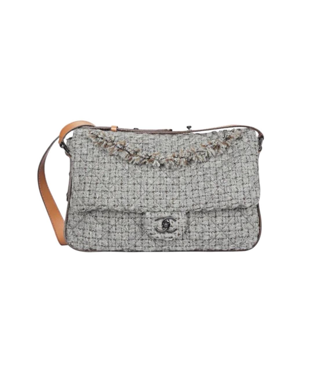 CHANEL Серая шерстяная сумка через плечо, фото 9