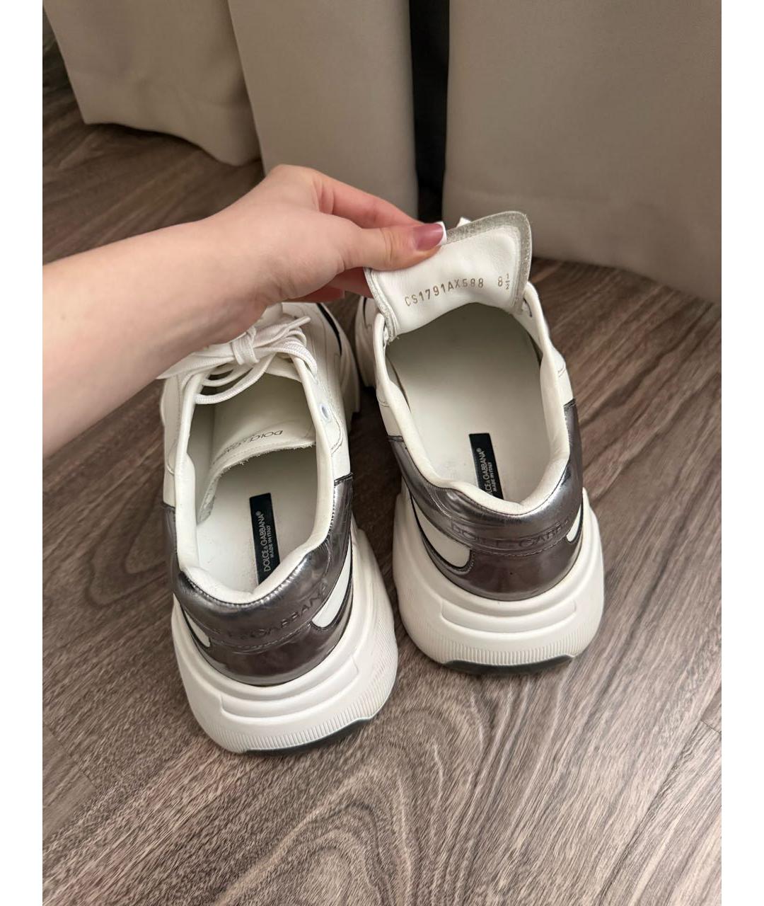 DOLCE&GABBANA Белые кожаные низкие кроссовки / кеды, фото 3